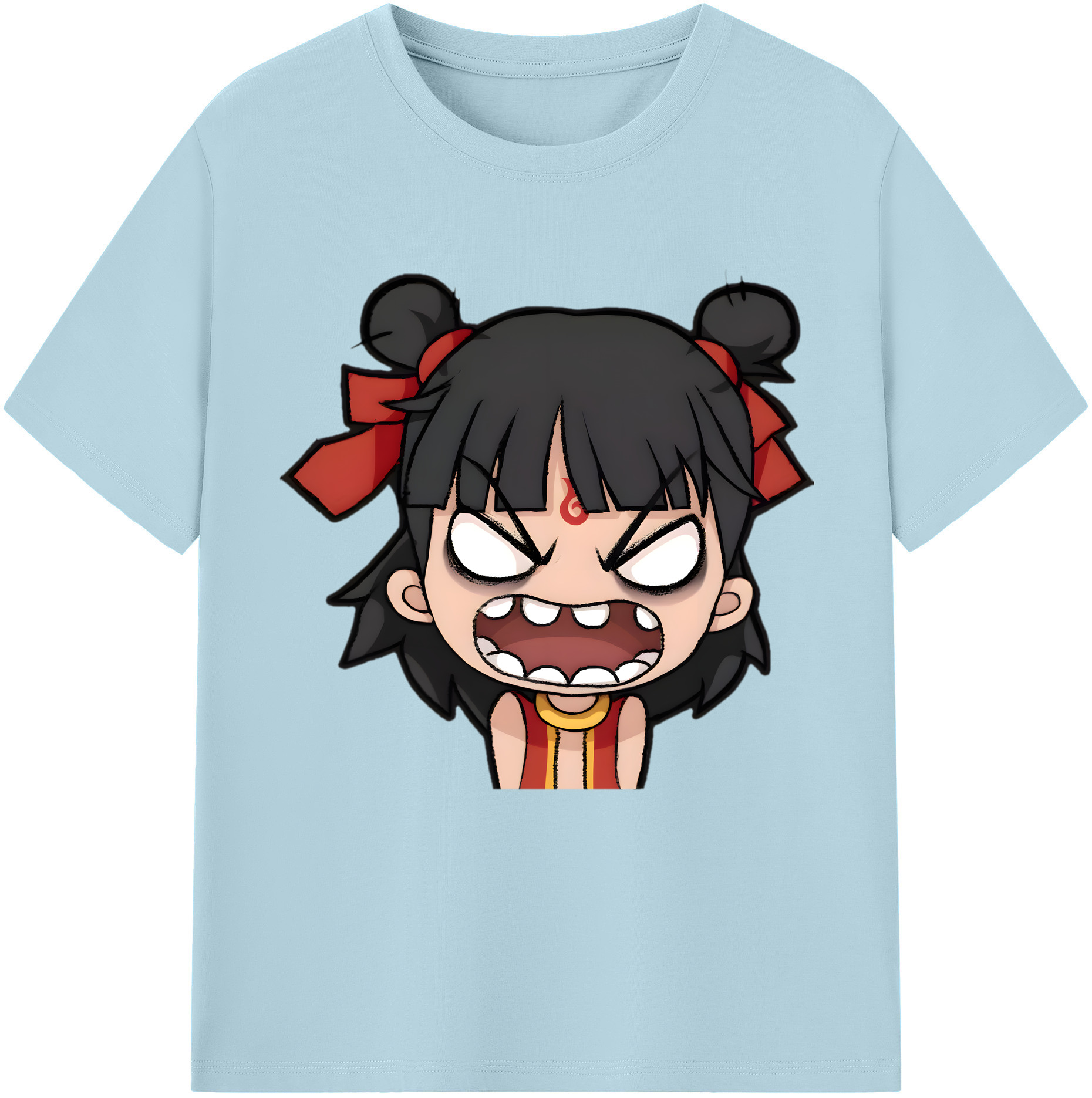 （画像用） Ne Zha 2 ナタ 魔童の大暴れ 綿100％半袖Tシャツ（フロントプリント）